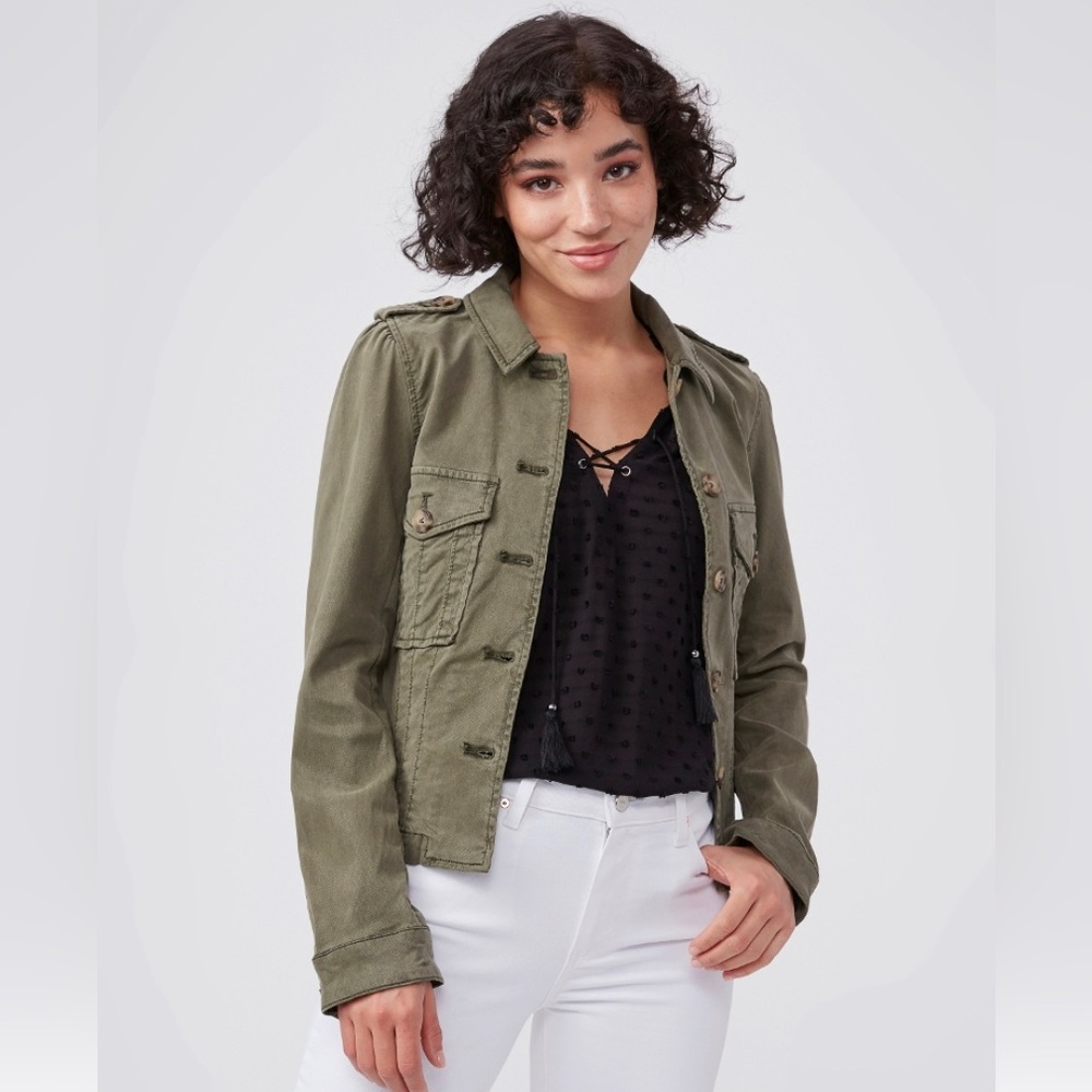 PAIGE Olive Utility Button-Front Jacket